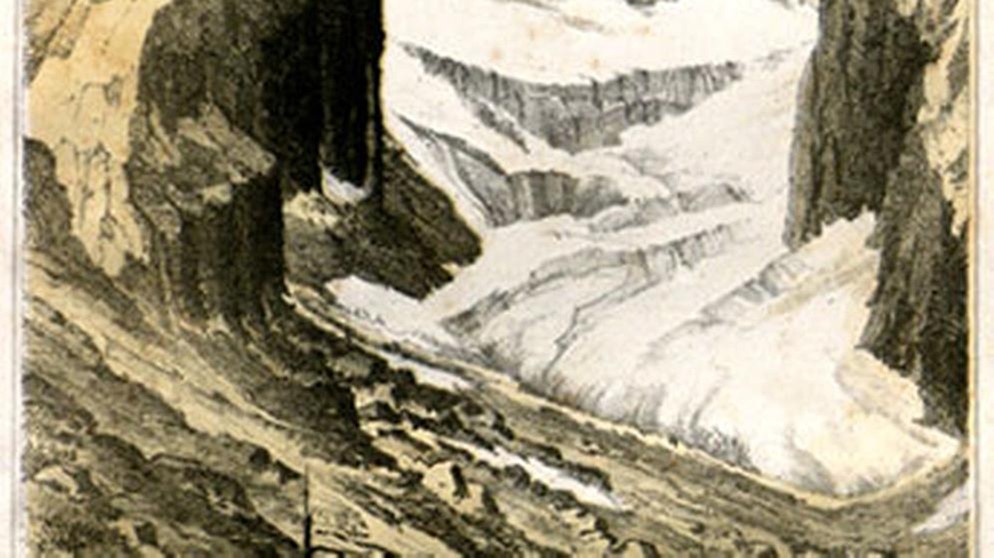 Blick auf den Blaueisgletscher am Hochkalter im Jahr 1875. | Bild: www.bayerische-gletscher.de