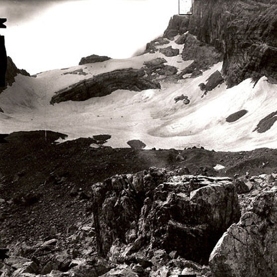 Blick auf den Watzmanngletscher im Jahr 1980. | Bild: www.bayerische-gletscher.de