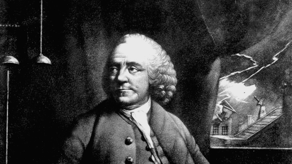 Benjamin Franklin als Motiv auf einer Briefmarke: Für seine Erkenntnisse zum Wetter, vor allem zu Blitzen, hat sich Benjamin Franklin verdient gemacht. | Bild: picture-alliance/dpa