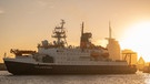 Das Forschungsschiff Polarstern kehrt im Oktober 2020 nach einjähriger MOSAiC-Expedition durch die Wesermündung nach Bremerhaven zurück. | Bild: dpa-Bildfunk/Mohssen Assanimoghaddam