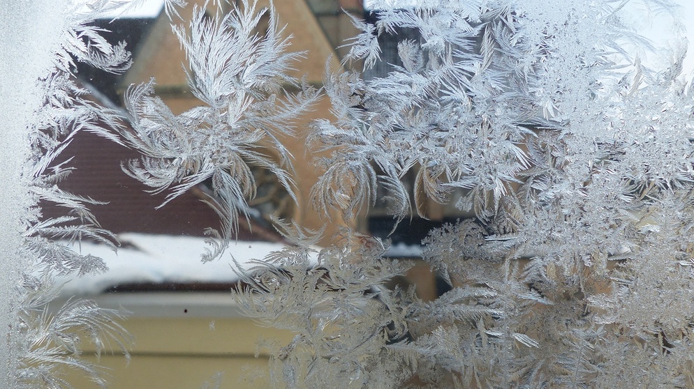 Eisblumen, Schneeflocken, Winterwetter vom Feinsten? Ihr fragt euch, wie und warum sich im Winter Eiskristalle am Fenster bilden? Wir erklären euch, wann Eiskristalle und Eisblumen entstehen und warum Eiskristalle sechseckig sind. Außerdem erfahrt ihr, was der Unterschied zwischen Eiskristallen und einer Schneeflocke ist und wie viele Eiskristalle in einer Schneeflocke sind. | Bild: Wunibald Wörle