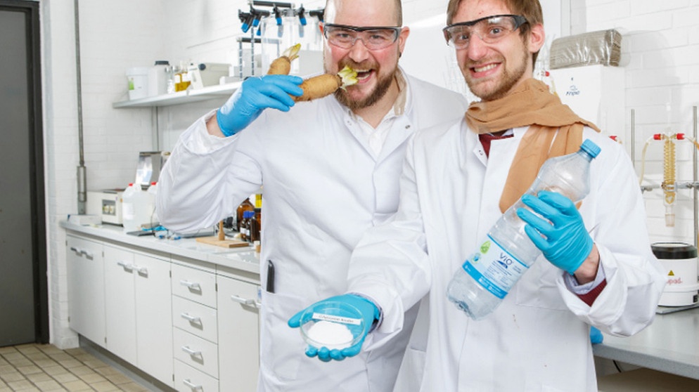 Bioplastik aus Chicorée: Wissenschaftlern der Universität Hohenheim ist es gelungen, aus Chicorée-Wurzeln HMF und PEF zu erzeugen - Biokunststoffe, mit denen beispielsweise biobasierte Plastikflaschen oder Nylonstrümpfe hergestellt werden können. | Bild: Universität Hohenheim