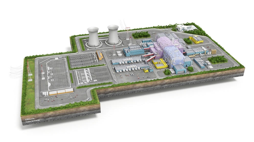Das Demonstrationskraftwerk DEMO wäre der letzte Schritt vor einem kommerziellen Kraftwerk. Ob es je gebaut wird, ist allerdings derzeit noch ungewiss.  | Bild: Fusion for Energy und EuroFusion