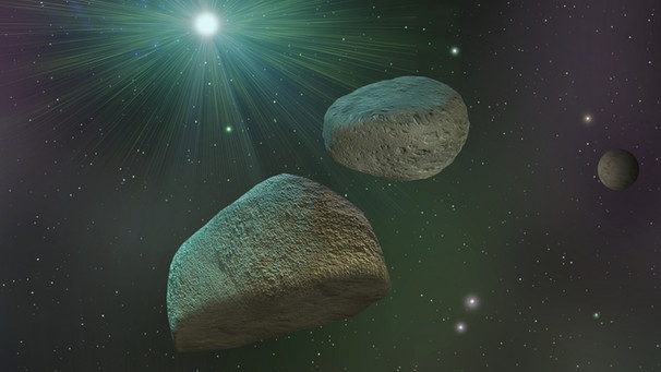 Asteroiden in weiter Ferne einer Sonne (Illustration), entstanden sind sie vor Milliarden von Jahren. | Bild: colourbox.com
