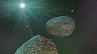 Asteroiden in weiter Ferne einer Sonne (Illustration), entstanden sind sie vor Milliarden von Jahren. | Bild: colourbox.com
