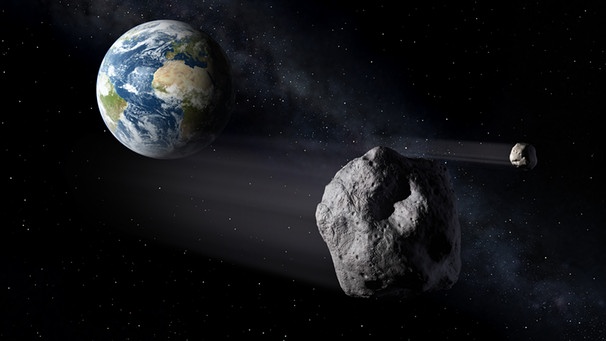 Ein Asteroid vor der Erde (Illustration) | Bild: ESA