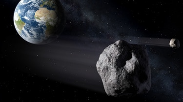 Ein Asteroid vor der Erde (Illustration) | Bild: ESA