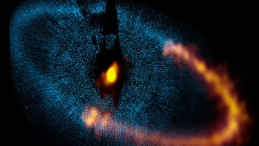 Eine Entdeckung der Europäischen Südsternwarte ESO in Chile: Das ALMA-Foto zeigt einen Ring aus Staubkörnern um den hellen Stern Fomalhaut. | Bild: picture-alliance/dpa