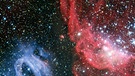 Das ESO-Handout zeigt leuchtende Gaswolken in einer Nachbargalaxie der Milchstraße, der Großen Magellanschen Wolke. | Bild: ESO