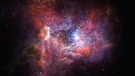Künstlerische Darstellung der fernen staubhaltigen Galaxie A2744_YD4 | Bild: ESO/M. Kornmesser