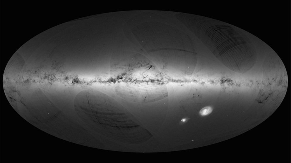 Basierend auf den Aufnahmen von Gaia von Juli 2014 bis September 2015: Eine Übersicht der Sterne in unserer Milchstraße und ihren Nebengalaxien | Bild: ESA/Gaia/DPAC