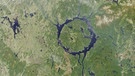 Der Manicouagan-Krater bei Quebec in Kanada ist ein Einschlagkrater eines Meteoriten und gehört zu den weltweit größten Meteoriten-Kratern. | Bild: NASA