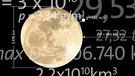 Der Mond mit Maßeinheiten, Zahlen und Vektoren. Wie groß ist der Mond, wie weit von uns entfernt und wie lang dauert eine Umrundung wirklich? | Bild: colourbox.com, BR, Montage: BR