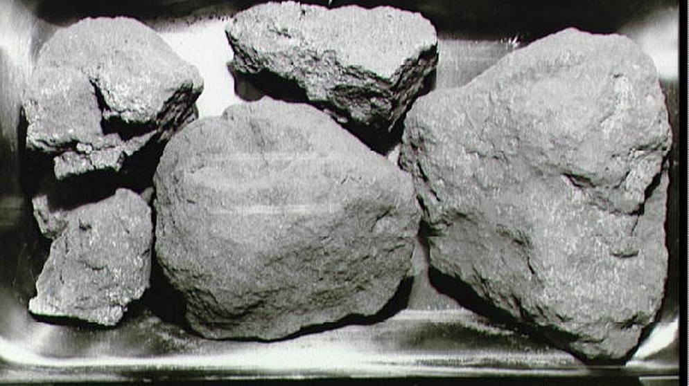 Gesteinsproben vom Mond. Die USA und die Sowjetunion befanden sich in einem erbitterten Wettstreit um die ersten Erfolge bei der Eroberung des Weltraums. 1957 funkte erstmals ein Satellit aus dem All und schockte Amerika - Sputnik 1 umkreiste die Erde.  | Bild: NASA