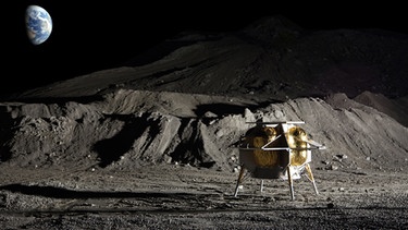 Ein Konzept für einen Mondlander der Firma Astrobiotic. Im November 2022 startete die unbemannte Mondmission Artemis 1 zum Mond. Knapp eine Woche später flog die Raumkapsel Orion dicht an dessen Oberfläche vorbei - und landete im Dezember wieder auf der Erde. Hier erfahrt ihr mehr über die Artemis-Mission.  | Bild: Astrobiotic/NASA