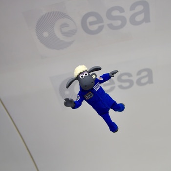 Shaun das Schaf trägt hier einen Astronautenanzug der ESA. Im November 2022 startete die unbemannte Mondmission Artemis 1 zum Mond. Knapp eine Woche später flog die Raumkapsel Orion dicht an dessen Oberfläche vorbei - und landete im Dezember wieder auf der Erde. Hier erfahrt ihr mehr über die Artemis-Mission.  | Bild: ESA/Aardman