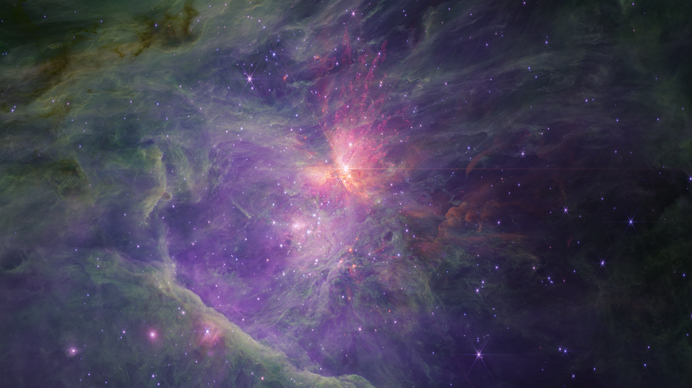 Der Orionnebel im Sternbild Orion in einer Aufnahme des James Webb Weltraum-Teleskops.  | Bild: NASA, ESA, CSA / Science leads and image processing: M. McCaughrean, S. Pearson