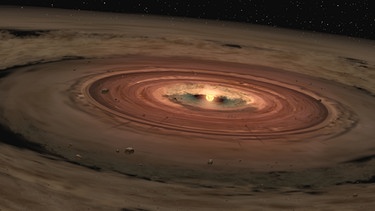 Staubscheibe eines jungen Sonnensystems (Illustration) aus der Planeten, Asteroiden und Kometen entstanden sind. | Bild: NASA
