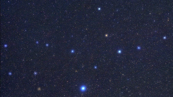 Das Sternbild Jungfrau (Virgo, Vir) am Sternenhimmel. Die Hauptsterne sind größer als in Realtität dargestellt. | Bild: imago/B&S.Fletcher/Novapix/Leemage