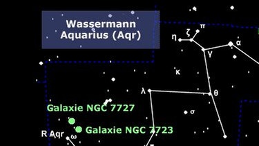 Im Sternbild Wassermann können Sie mehrere Galaxien, zwei Kugelsternhaufen und zwei Planetarische Nebel entdecken. Allerdings benötigen Sie dazu ein Teleskop. | Bild: BR, SkyObserver
