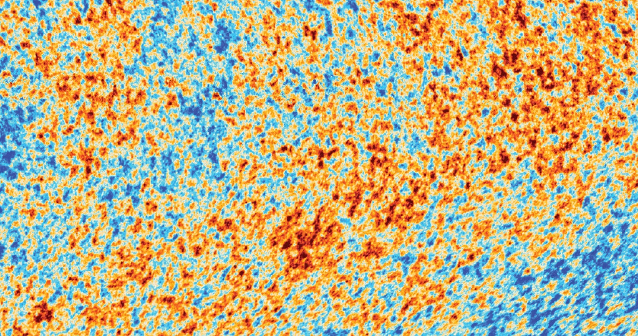 Dieses Bild zeigt einen Ausschnitt aus einer Aufnahme des kosmischen Mikrowellenhintergrunds. Es ist quasi ein "Babyfoto" unseres Universums, das älteste Bild, das wir vom Universum machen können.  | Bild: ESA/Planck Collaboration