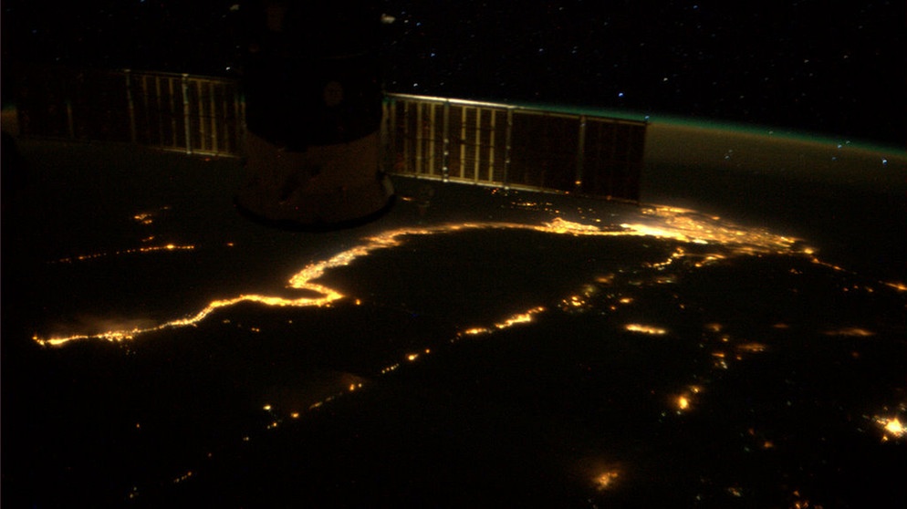 Der Nil bei Nacht | Bild: ESA/NASA