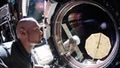 Der deutsche Astronaut Alexander Gerst an einem Fenster der ISS. | Bild: picture alliance / ZUMAPRESS.com