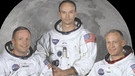 Apollo 11-Crew: Neil Armstrong, Michael Collins und Edwin Aldrin (von links nach rechts). 1969 betrat Neil Armstrong als erster Mensch seine Oberfläche. Alle Apollo-Missionen, dem Erfolgsprogramm der NASA, im Überblick findet ihr hier. | Bild: NASA
