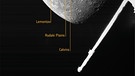 Aufnahme der Raumsonde Bepicolombo vom Merkur - näher bezeichnet sind einige Krater auf dem Merkur | Bild: ESA