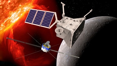 Künstlerische Darstellung von BepiColombo, der ersten Mission der ESA zum Merkur. | Bild: ESA