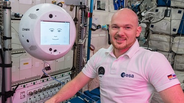 Assistenzroboter Cimon und Alexander Gerst auf der ISS | Bild: picture alliance/ZUMA Press