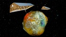 Die GRACE-Mission: Zwillingssatelliten vermessen das Erdgravitationsfeld. | Bild: picture-alliance/dpa