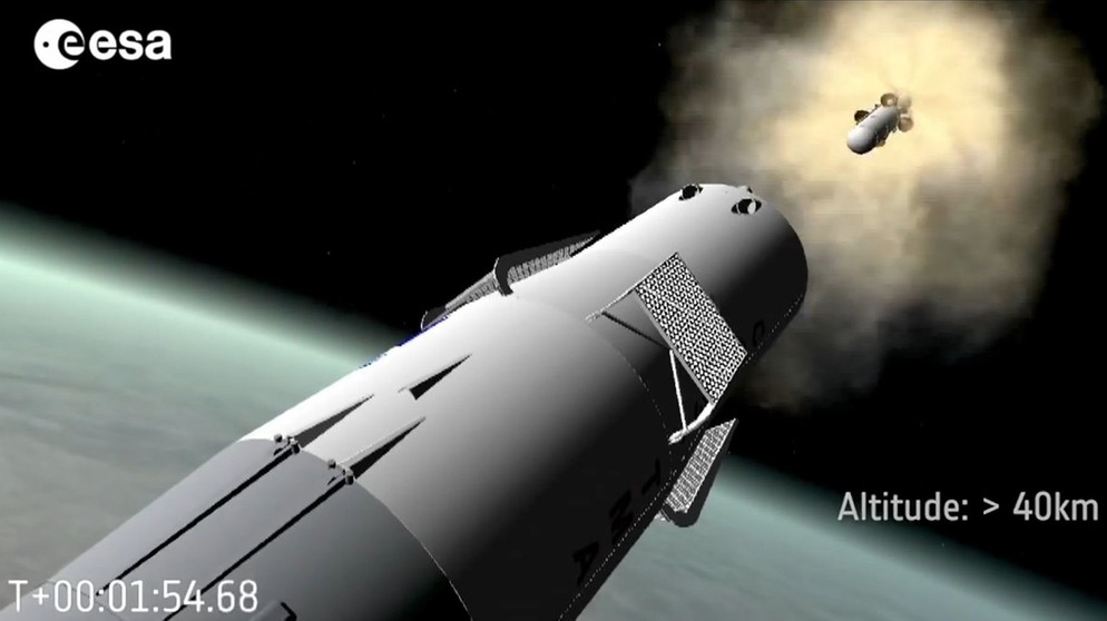 Sojus-Rakete: Rettungssystem wird abgeworfen | Bild: ESA