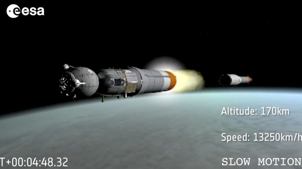 Sojus-Rakete: Abwurf der 2. Stufe | Bild: ESA