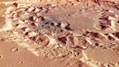 Die ESA-Raumsonde Mars Express zeigt uns den Krater Ismenia Patera auf dem Mars (aufgenommen am 1. Januar 2018) | Bild: ESA/DLR/FU Berlin