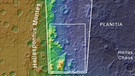 Topographische Übersichtskarte des westlichen Randes des Hellas Einschlagsbeckens | Bild: NASA/JPL (MOLA) / FU Berlin