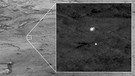 Die Landung des neuen Kollegen auf dem Mars wurde auch von einer anderen Mars-Mission beobachtet: Der Mars Reconaissance Orbiter MRO fotografiert Perseverance in seiner Landekapsel, als er am Fallschirm auf den Krater Jerezo zu anflog. | Bild: NASA