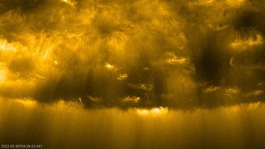 Südpol der Sonne, aufgenommen am 30. März 2022 | Bild: ESA & NASA/Solar Orbiter/EUI Team