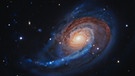 Die Galaxie NGC 772 im Sternbild Widder wird von einer kleinen Zwerggalaxie begleitet: NGC 770, im Bild als schwammiger Fleck über NGC 772 zu sehen. Die kleinere Satellitengalaxie interagiert mit der viel größeren Spiralgalaxie und verformt deren Spiralarme. | Bild: Sloan Digital Sky Survey SDSS