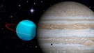 Collage der Planeten Jupiter und Uranus vor dem Sternenhimmel | Bild: colourbox.com, NASA, ESA