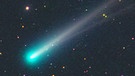 Komet ISON am 10. November 2013, aufgenommen im österreichischen Jauerling von Michael Jäger. Der Schweif des Kometen zeigt deutliche Struktur: Der Ionenschweif von ISON macht sich allmählich separat vom Staubschweif bemerkbar. | Bild: Michael Jäger