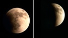 Phasen einer partiellen Mondfinsternis, bei der die Scheibe des Vollmonds nur teilweise in den Erdschatten taucht. | Bild: picture-alliance/dpa