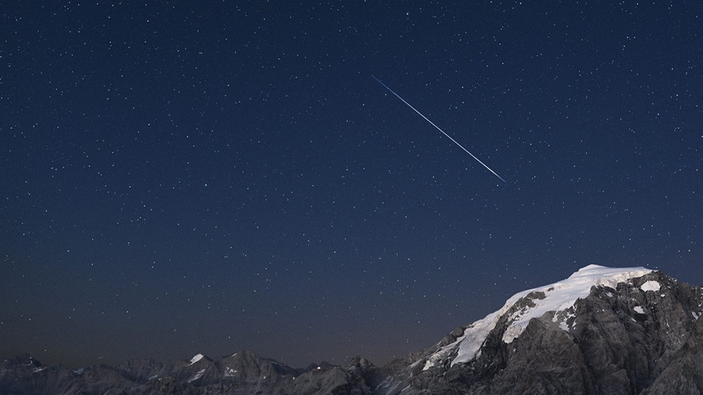 Perseidenmeteor über dem Ortler, gesehen vom Stilfser Joch, August 2016 | Bild: Hans Georg Fischer