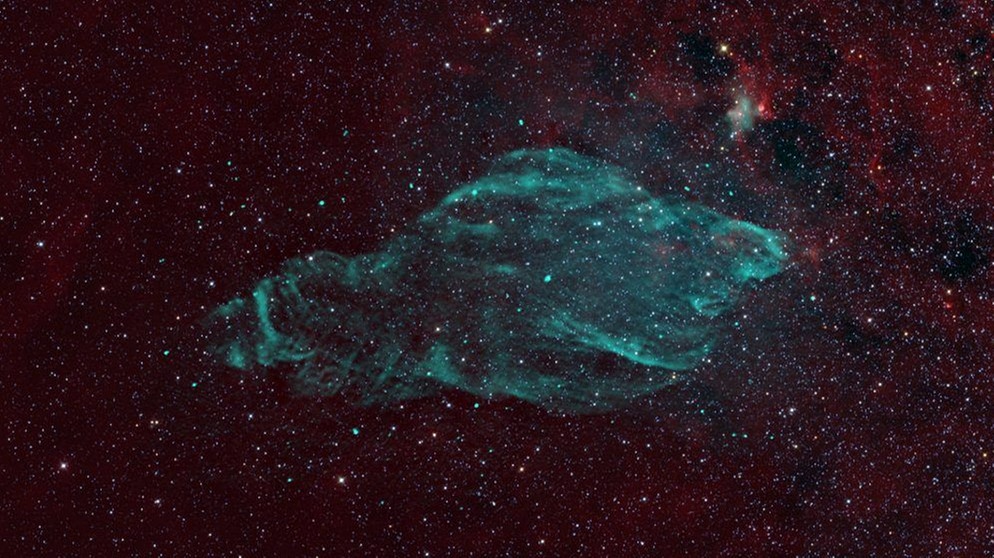 Der Seekuh-Nebel (W50, Manatee Nebula) im Sternbild Adler ist ein Supernova-Überrest. | Bild: B. Saxton, (NRAO/AUI/NSF) from data provided by M. Goss, et al.