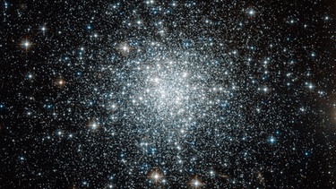 Der Kugelsternhaufen NGC 6934 im Sternbild Delphin (oder: Delfin) ist rund 50.000 Lichtjahre von uns entfernt. Kugelsternhaufen gehören zu den ältesten Objekten im Weltall und bestehen aus Hunderttausenden von Sternen. NGC 6934 hat eine scheinbare Helligkeit von etwa 9 mag und ist daher mit bloßem Auge nicht zu sehen. | Bild: picture alliance/akg-images