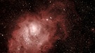 Lagunennebel (NGC 6523, Messierobjet M8) und Trifidnebel (NGC 6514, Messierobjekt M20) im Sternbild Schütze, aufgenommen durch ein 28-cm-Teleskop am 7. Juli 2011 von Helmut Herbel. Der Lagunennebel ist ein großes Sternentstehungsgebiet. Einige der relativ frisch entstandenen Sterne bilden in der Mitte des Nebels einen Offenen Sternhaufen, der den Nebel beleuchtet. Der kleinere Trifidnebel rechts daneben wird dagegen hauptsächlich von einem Stern zum Leuchten angeregt. | Bild: Helmut Herbel