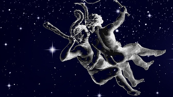 Die Zwillinge vor dem Sternenhimmel (Symbolbild für das Sternbild) | Bild: BR, NASA/U.S. Naval Observatory's Library, colourbox.com