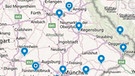 Karte der Sternwarten in Bayern mit Adressen | Bild: Bing Maps