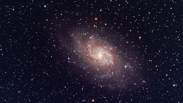 Triangulumgalaxie oder M 33. Sie ist mit etwa 2,7 Mio. Lichtjahren die zweitnächste Nachbarin unserer Galaxis. Man findet sie im Sternbild Dreieck. M 33 erscheint auch unter der Bezeichnung Deiecksgalaxie. | Bild: Wolfgang Barth