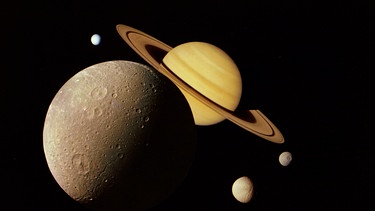 Saturn mit seinen Ringen, aufgenommen von der NASA-Sonde Voyager 1. Seit mehr als 45 Jahren erkunden die beiden Raumsonden Voyager 1 und 2 das Weltall. | Bild: picture-alliance/NASA/Mary Evans Picture Library